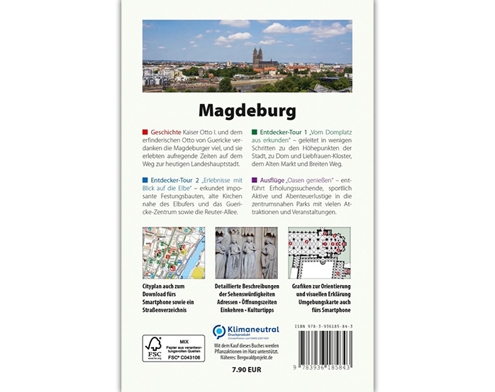 Rückseite (Backcover) des Stadtführers Magdeburg